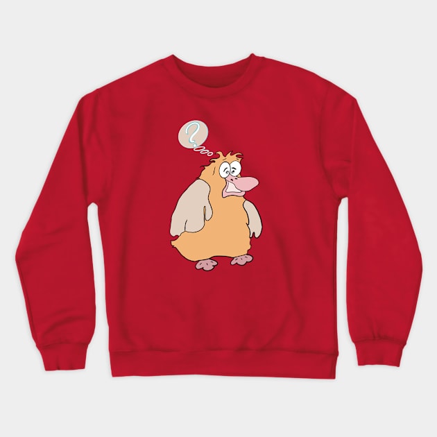 a bird pondering the eternal question; what came first the chicken or the egg Crewneck Sweatshirt by VikingArt